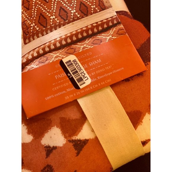 Standard Global Paisley Pieced Sham Rust Red Opalh - Picture 4 of 9